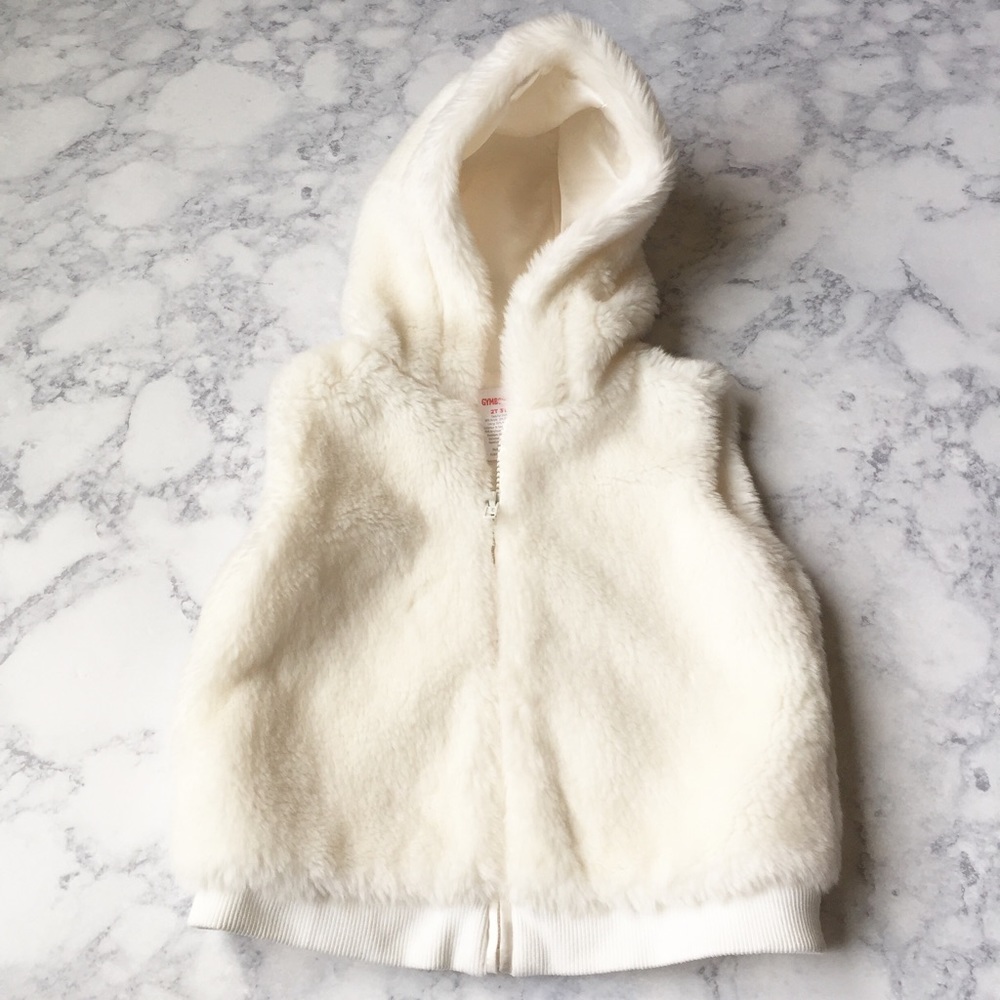 Gymboree Ivory Faux Fur Vest Coat Top Jacket